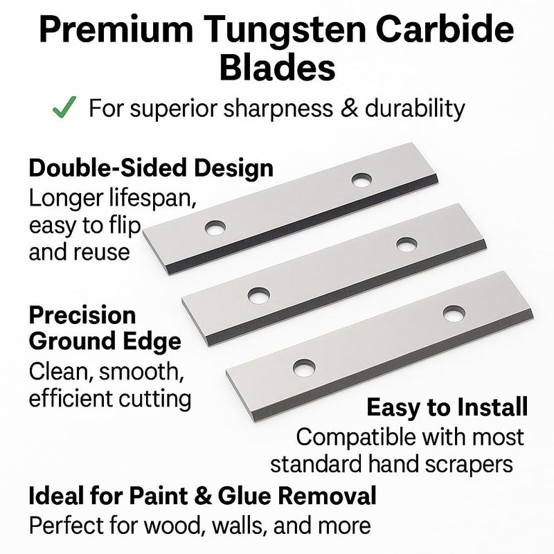 LU&MN 2" (50mm) Paint Scraper Carbide Blades Double-Edged Reversible Replacement Blade (50X12X1.5mm), Pack of 10, Suitable For Most Hand-Held Scrapers By LU&MN - Image 2